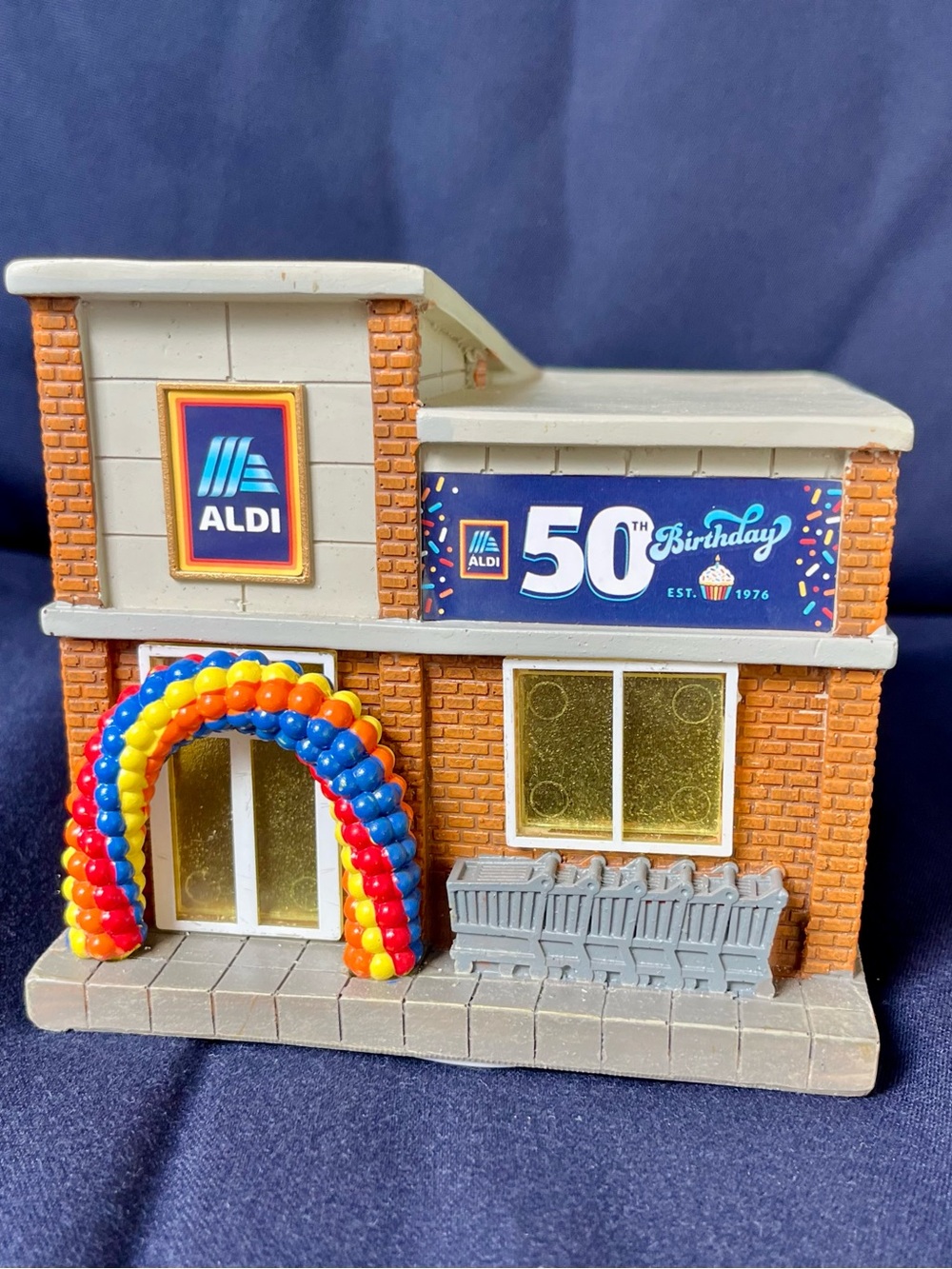 ALDI 50th Birthday Miniature Store Decor - Blue, Red, Yellow